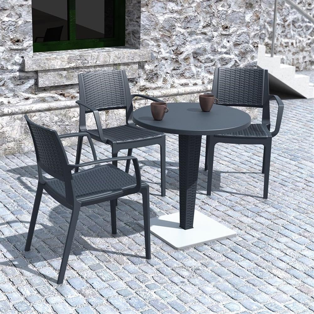 Dark Gray Compamia Capri Patio Dining Arm Chairs (Set of 2) - Weather-Resistant Outdoor Furniture for Garden, Poolside, and Backyard Relaxation