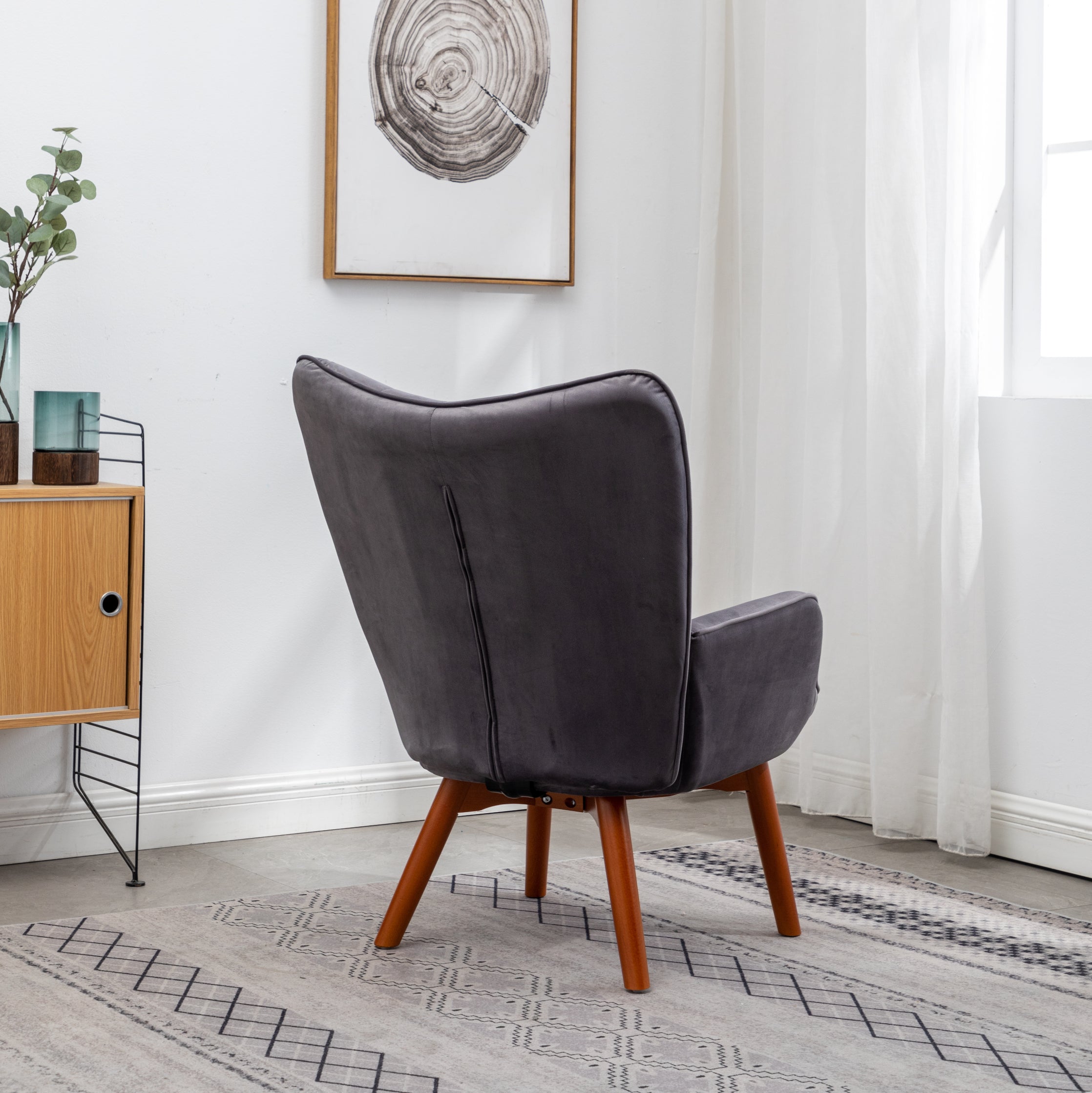 Roundhill Furniture Leiria Contemporary Silky Velvet Tufted Accent Chair with Ottoman - Modern Living Room Seating for Home Office, Bedroom & Lounge Areas