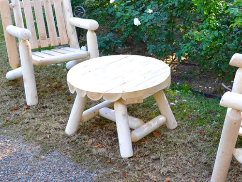 1100009 Solid Wood Log Round Coffee Table - Rustic Natural Style for Living Room, Cabin, or Outdoor Patio Furniture