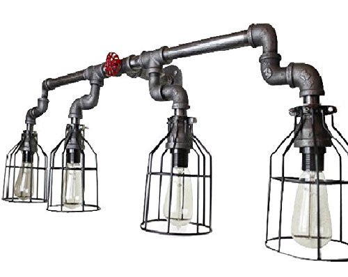 Vintage Industrial Wall Sconce Lighting with Black Pipe & Cage Design - Edison Bulb Bathroom Vanity Light Fixture - Perfect for Farmhouse, Loft & Industrial Style Home Decor