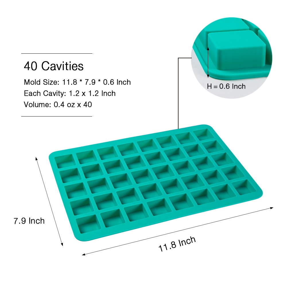 Webake 40-Cavity Silicone Candy Molds - Square Chocolate Molds for Homemade Caramel, Hard Candy, Truffles, Keto Fat Bombs, Gummy Bears, Jello & Peanut Butter Fudge - Perfect for Baking, Candy Making & DIY Treats at Home