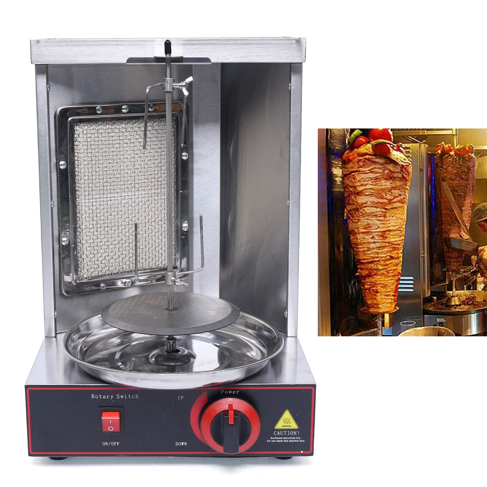 Commercial Stainless Steel Vertical Rotating LPG Gas Doner Kebab Machine - Heavy Duty Shawarma Grill Oven for Smokeless BBQ & Meat Roasting | Perfect for Restaurants, Food Trucks, and Home Kitchens