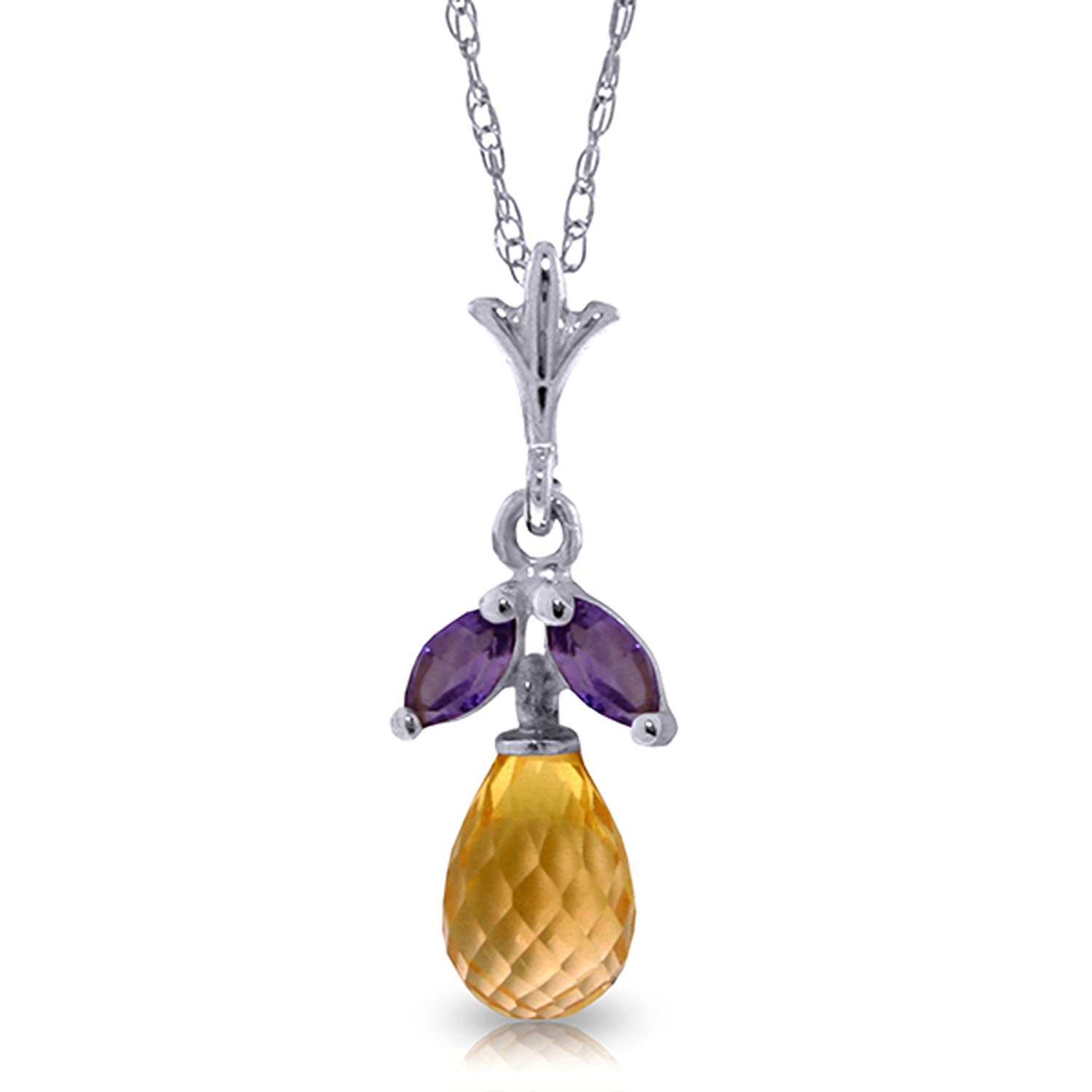 14K Solid Gold Necklace with Citrine & Amethyst Gemstones - Elegant Dainty Jewelry for Women, Perfect for Gifts, Anniversaries & Special Occasions