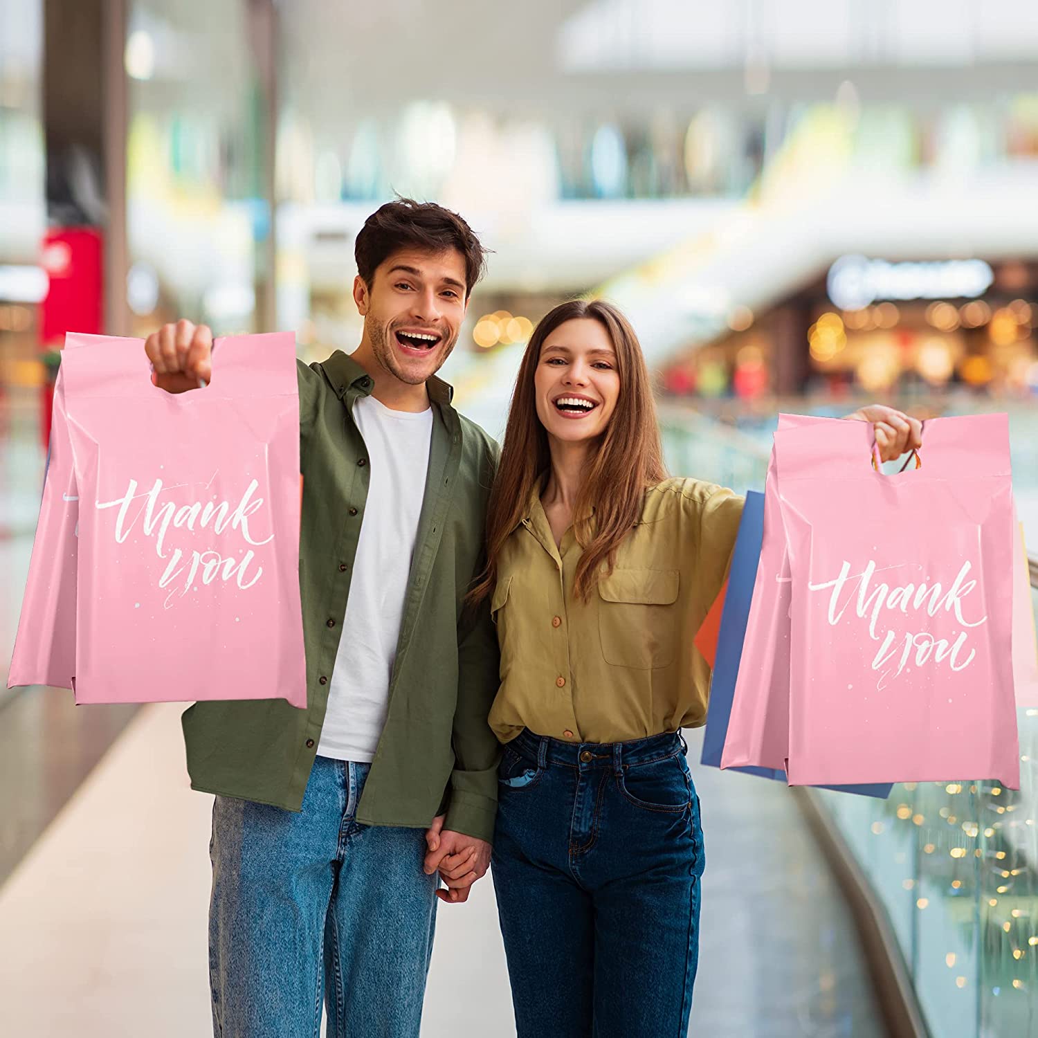 10x13 Inches Poly Mailer Shipping Bags with Handle - Sakura Pink | Waterproof & Tear-Resistant Mailing Envelopes for Ecommerce, Clothing, Books & Small Packages