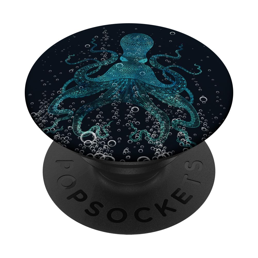 Underwater Octopus Watercolor Phone Stand - PopSockets & PopGrip Compatible - Perfect for Desk, Travel, and Hands-Free Video Calls