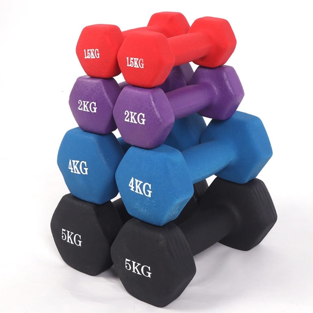 Hexagonal Dumbbells Set for Home Fitness - 4kg Purple Dumbbells for Men & Women - Perfect for Strength Training, Weightlifting & Home Workouts