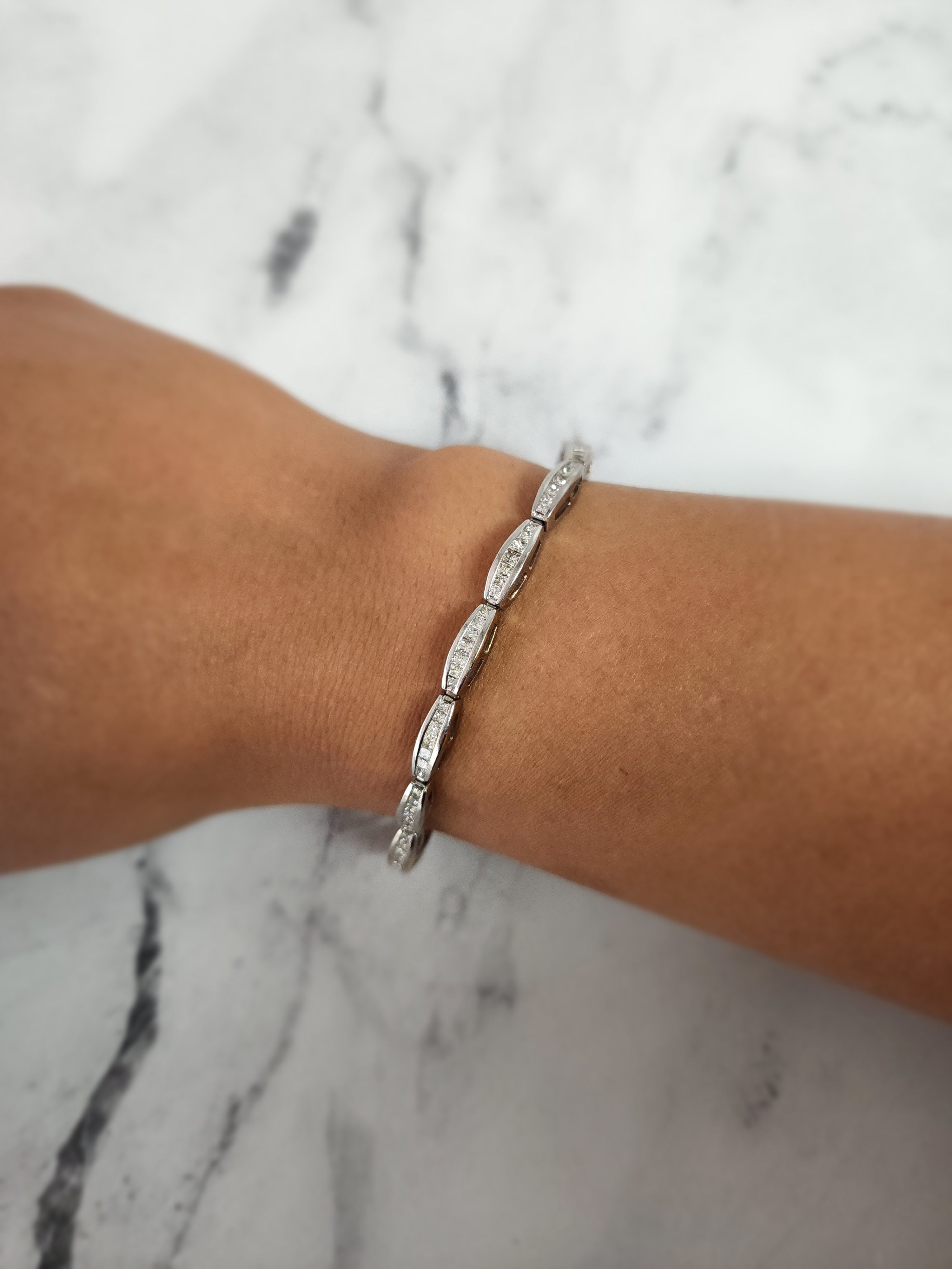 4.50cttw Princess Cut Diamond Link Bracelet in 14k White Gold | Elegant Jewelry for Weddings, Anniversaries & Special Occasions