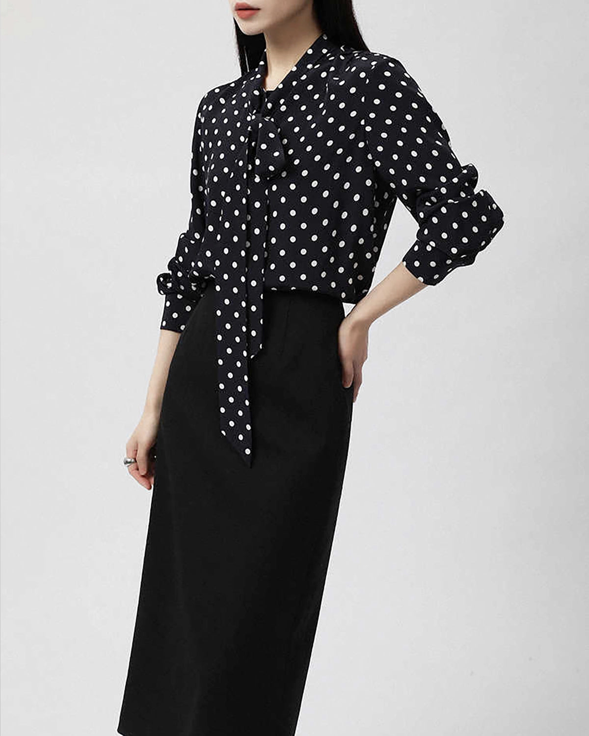 Polka Dot Bow Silk Blouse for Women - Elegant & Stylish Ladies' Top for Office, Party & Special Occasions