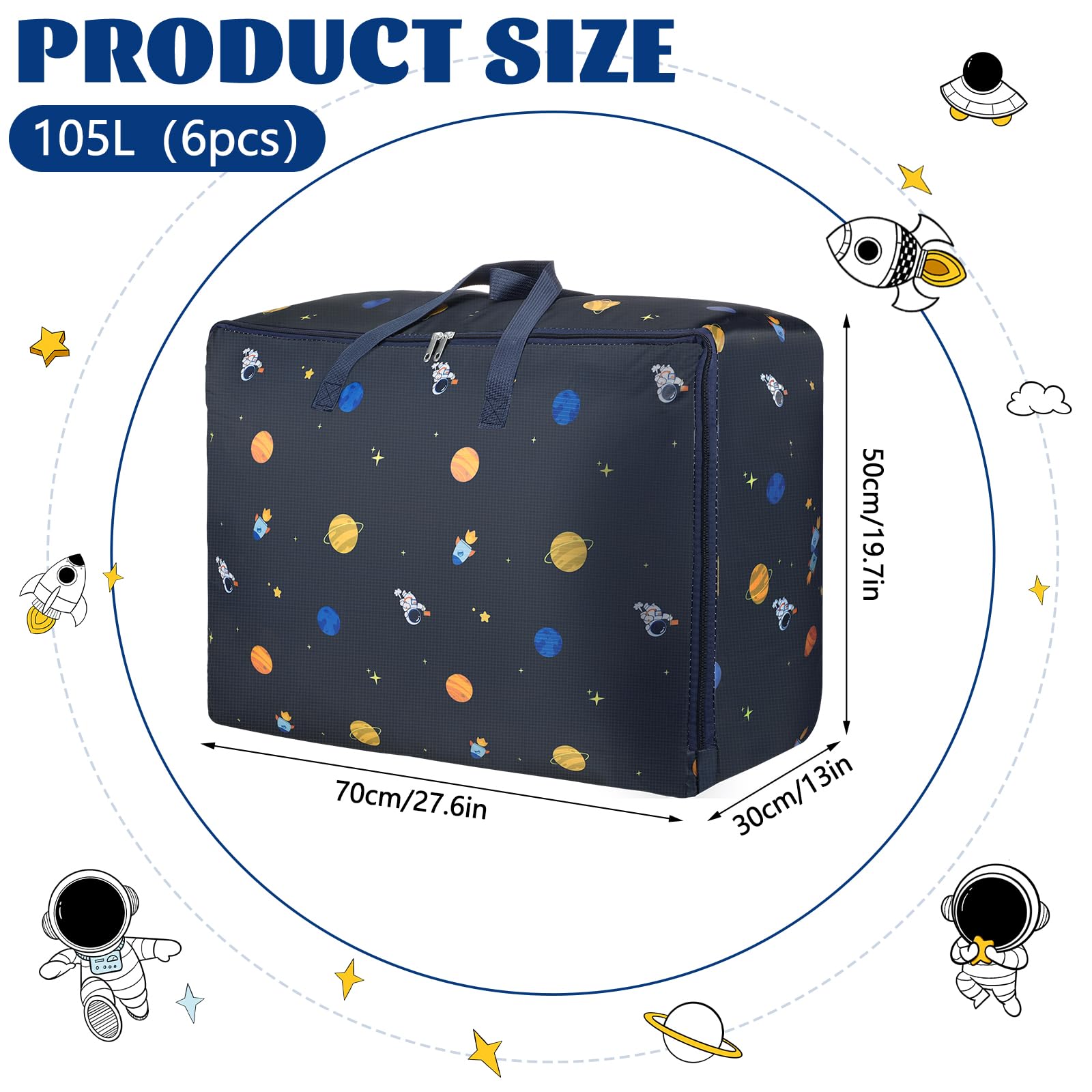 6 Pack 105L Heavy Duty Moving Bags with Zippers - Large Waterproof Storage Boxes for Clothes, Bedding, Duvets & Blankets | Perfect for House Moving, Storage Organization & Travel Packing