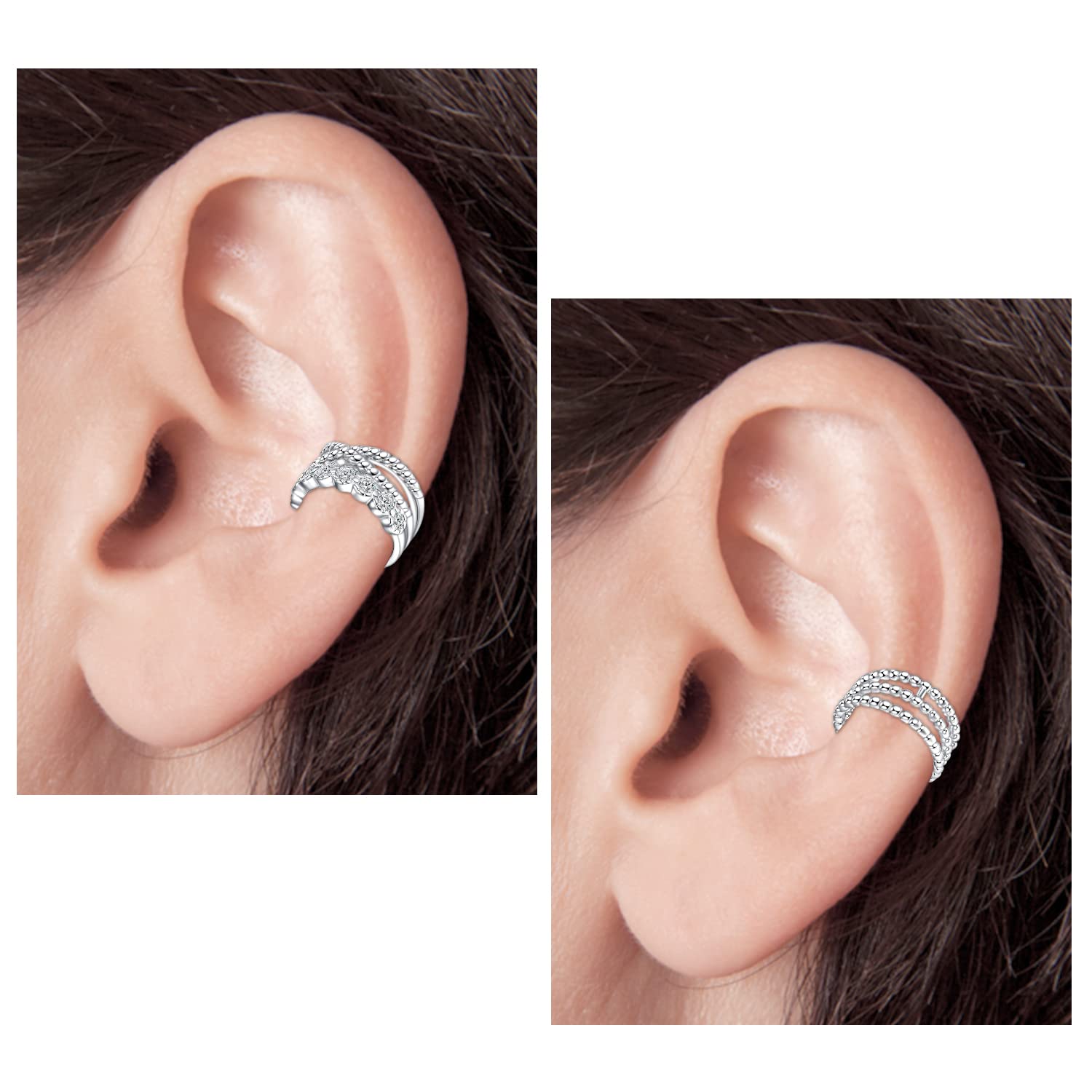 JFORYOU Stainless Steel Fake Helix Ear Cuff - Clip On Cartilage Earrings for Men & Women, Non-Piercing Adjustable Lip Ring Wrap - Perfect for Parties, Concerts & Everyday Fashion Accessories