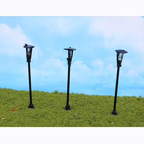 1:150 Scale Miniature Black N Gauge Model Lamppost Lights - Pack of 10 for Train Set Scenery, Diorama Displays & Christmas Village Decorations