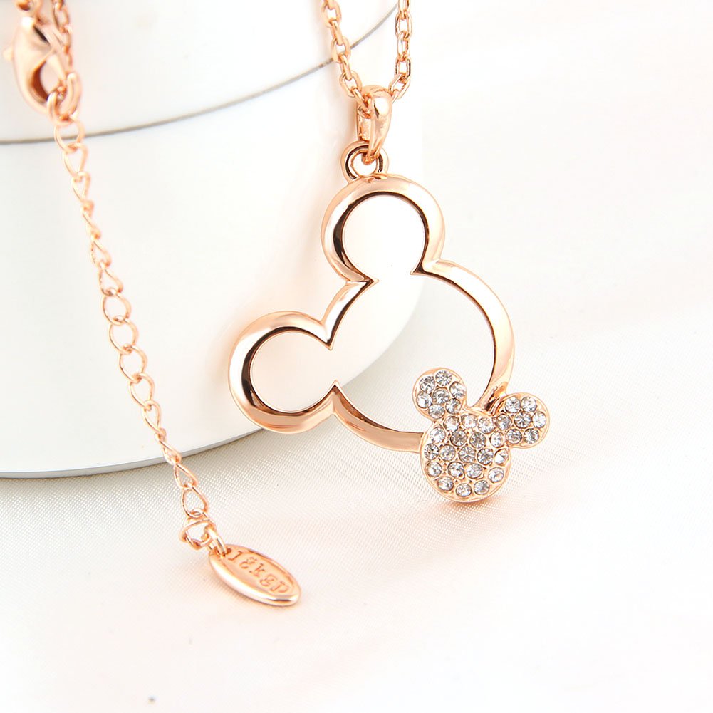 Disney Mickey Mouse Pendant Necklace for Women - Rose Gold Plated Charm Jewelry, Perfect Gift for Birthday, Anniversary & Wedding (Great for Disney Fans & Fashion Accessories)