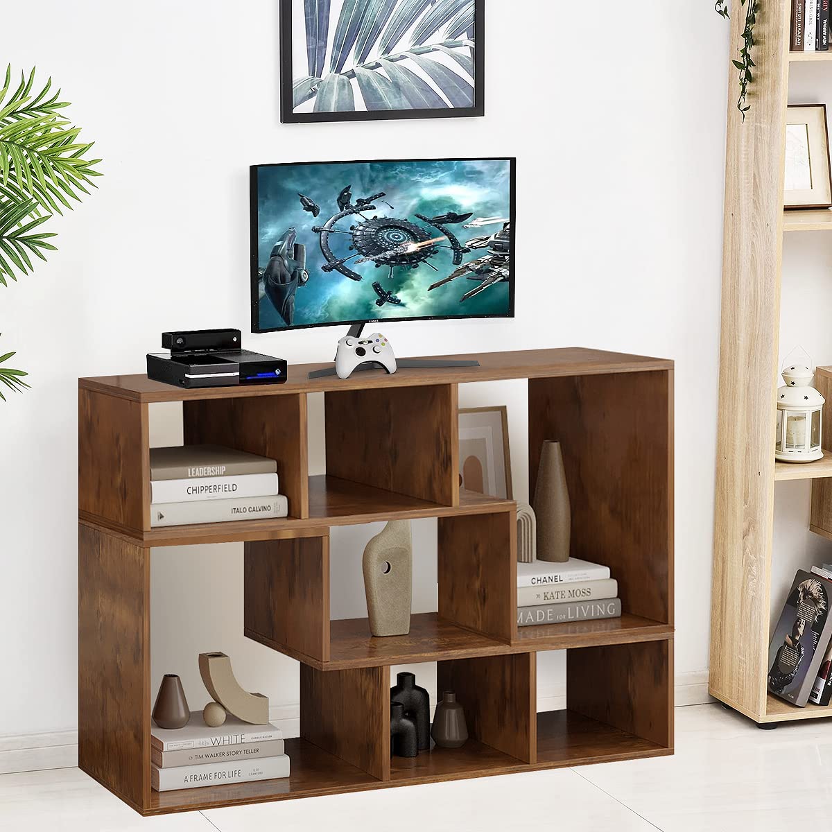Recaceik 2-Shelf Cube Bookcase - L-Shaped TV Stand with Open Storage | Modern Entertainment Center for CDs, Movies, Books | Perfect for Living Room, Bedroom & Home Office Organization