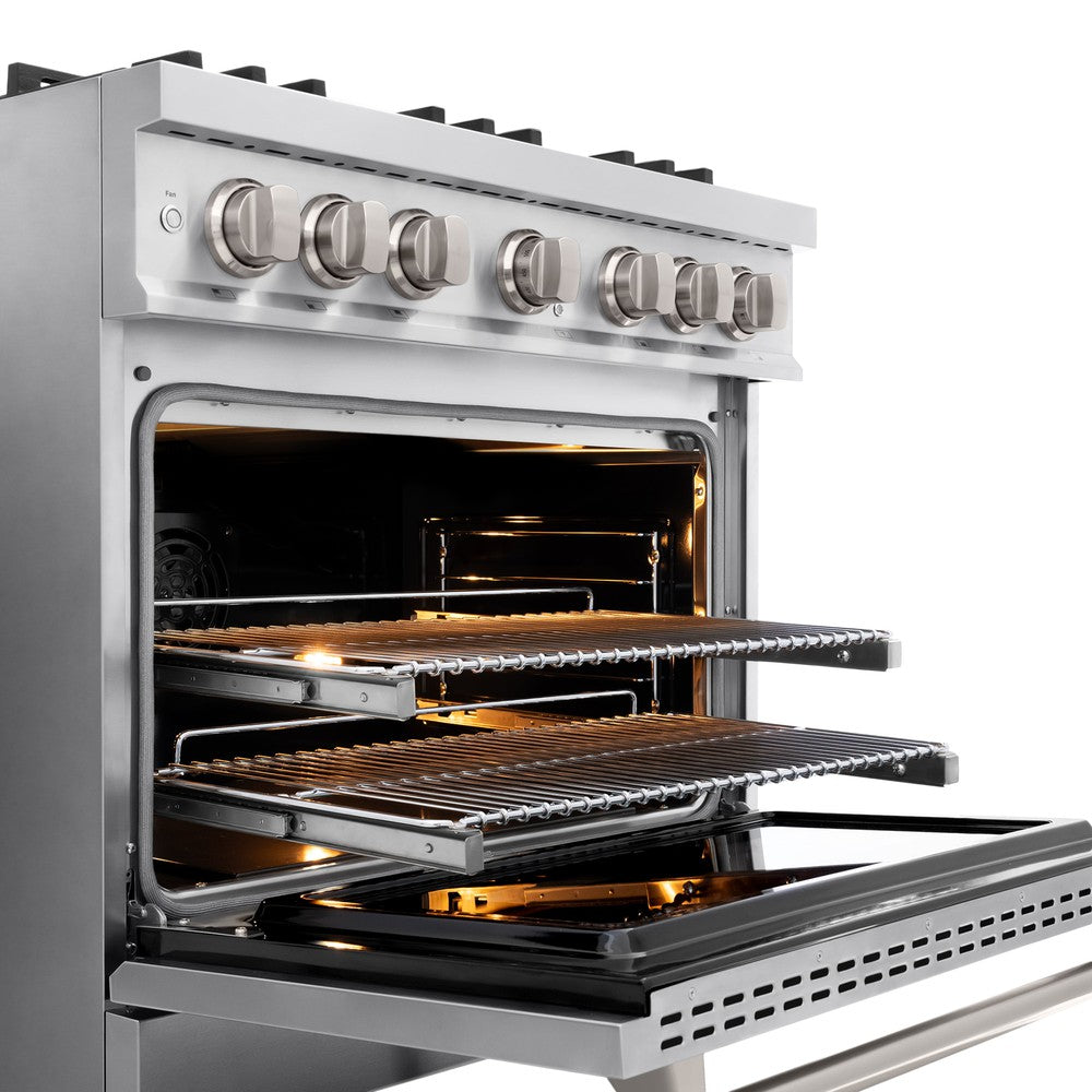 ZLINE 36 Inch 5.2 Cu. Ft. Stainless Steel Dual Fuel Range - 6 Burner Gas Cooktop & Electric Convection Oven (HDR36) - Perfect for Modern Kitchens, Home Chefs & Professional Cooking