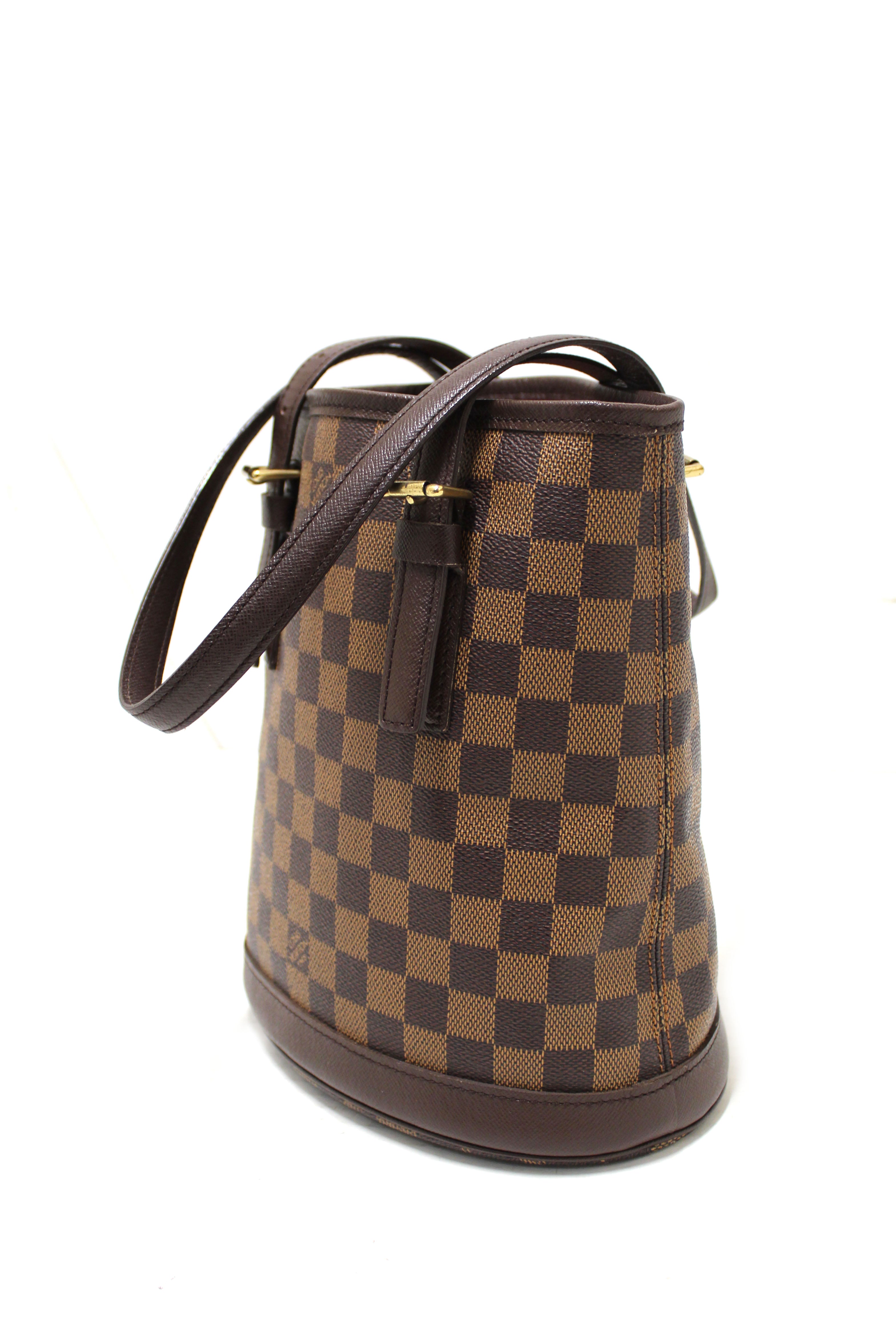 Authentic Louis Vuitton Damier Ebene Bucket PM Shoulder Bag - Luxury Handbag for Women, Fashion Crossbody Purse for Work, Travel & Everyday Use