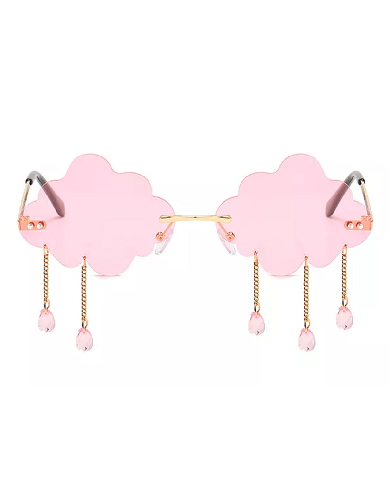 60s Pink Festive Cloud Glasses - Vintage Retro Sunglasses for Women & Men - Perfect for Parties, Festivals & Themed Events
