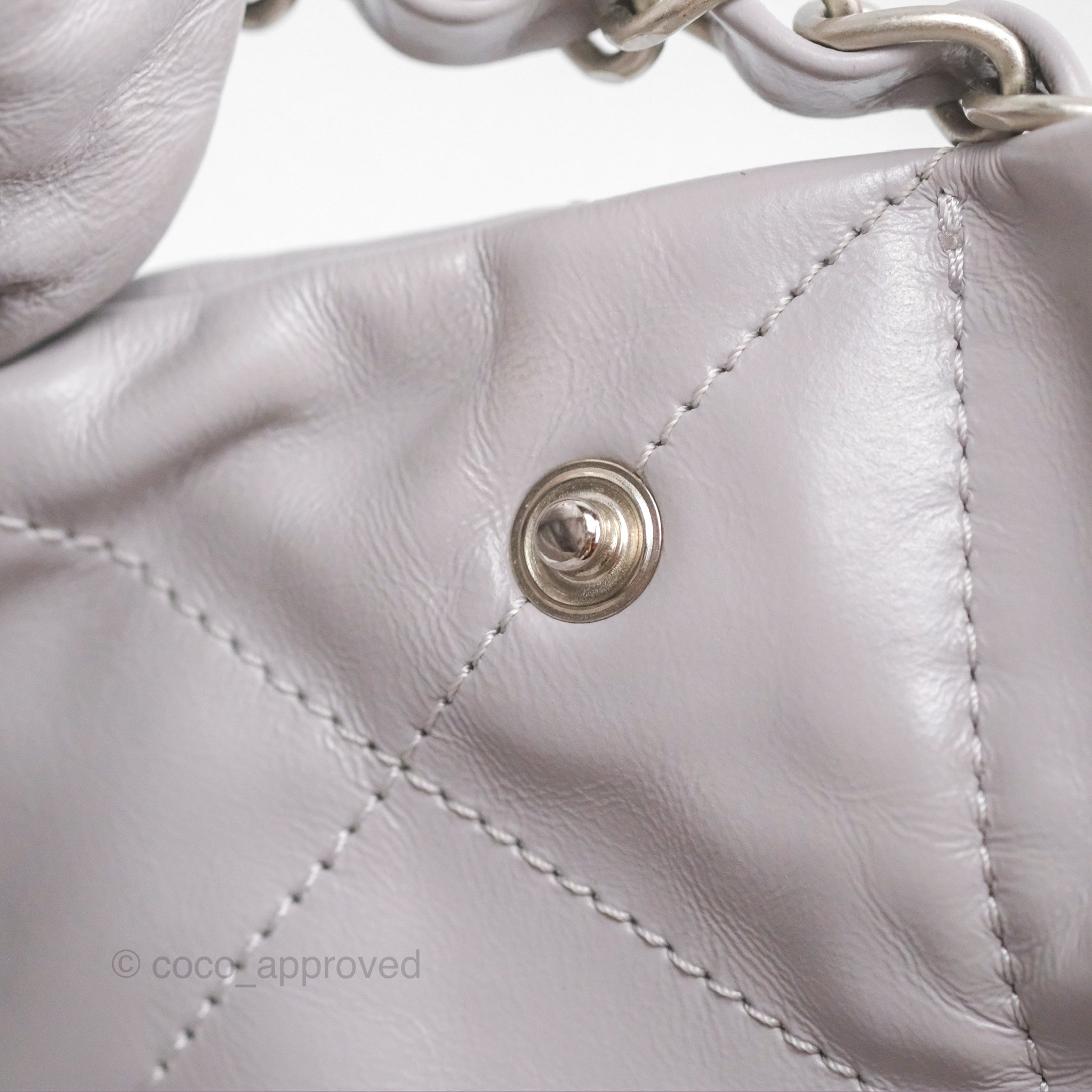 Chanel 22 Small Grey Handbag - Aged Calfskin Leather with Matte Silver Hardware | Luxury Crossbody Bag for Women, Perfect for Date Night & Evening Events