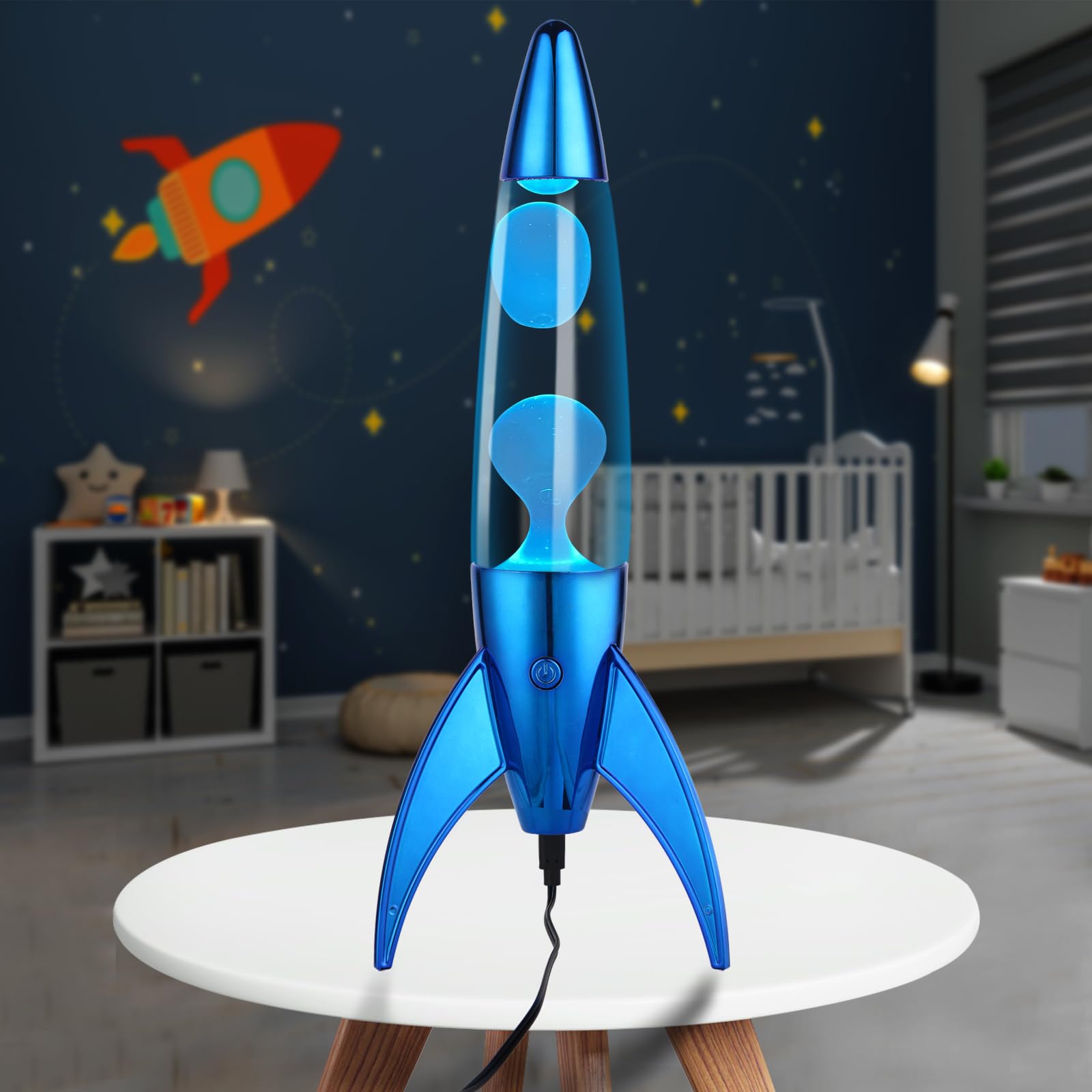 7-Color Changing Rocket LED Liquid Motion Lamp - Bubble-Free Safe DC Night Light for Kids & Adults - Perfect for Bedroom, Nursery & Relaxation (Clear/White)