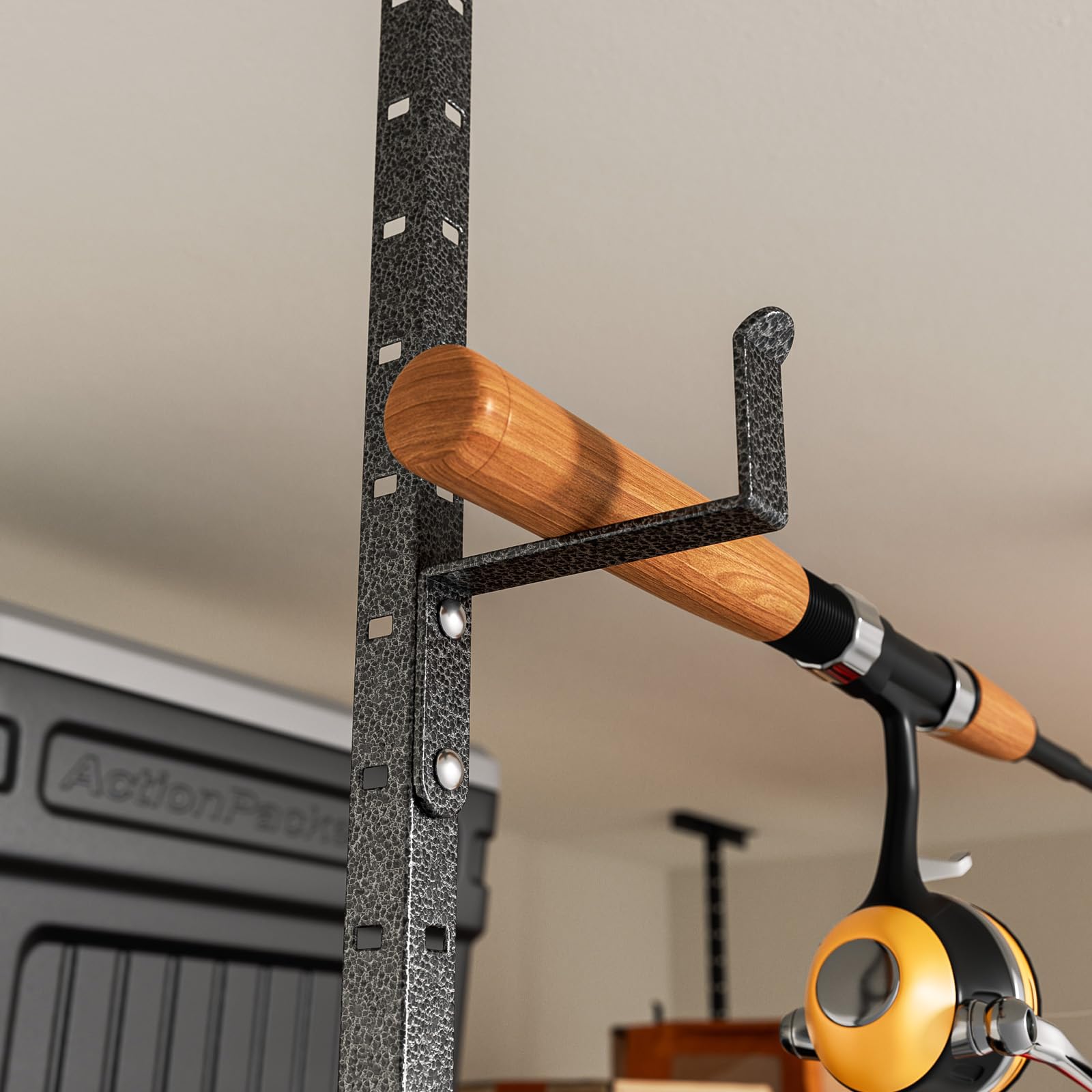 Heavy-Duty 4x8 Overhead Garage Storage Rack - 800lbs Capacity, Adjustable Height with 4 Hooks - Perfect for Organizing Tools, Sports Equipment & Seasonal Items in Your Garage