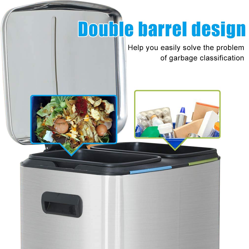 Stainless Steel Step Trash Can with Lid - 10 Gallon (40L) High Capacity Kitchen Garbage Bin for Home, Office, Bathroom & Bedroom - Fingerprint-Proof & Odor Control - Perfect for Waste Disposal in Any Room