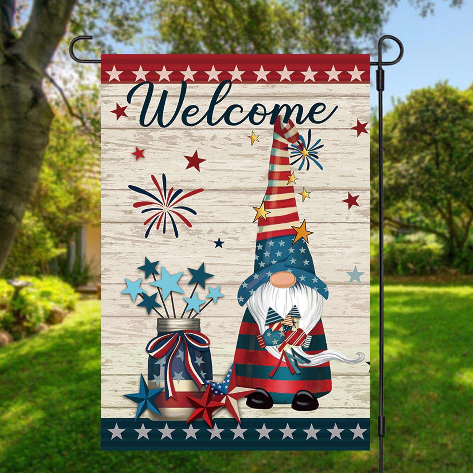 Double Sided 12x18 Inch Welcome Gnome Garden Flag - Patriotic Outdoor Yard Decor for Lawn, Garden & Home | Perfect for Seasonal Displays & Front Porch Decorations