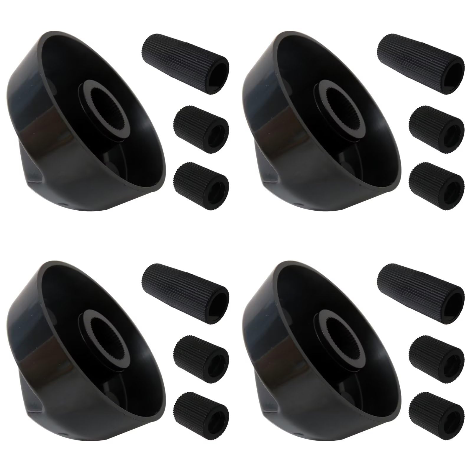 4 Pack Universal Gas Stove Control Knobs with 12 Adapters - Durable Plastic Replacement Knobs for Oven, Stove, Range - Perfect for Kitchen Appliance Repair & DIY Upgrades
