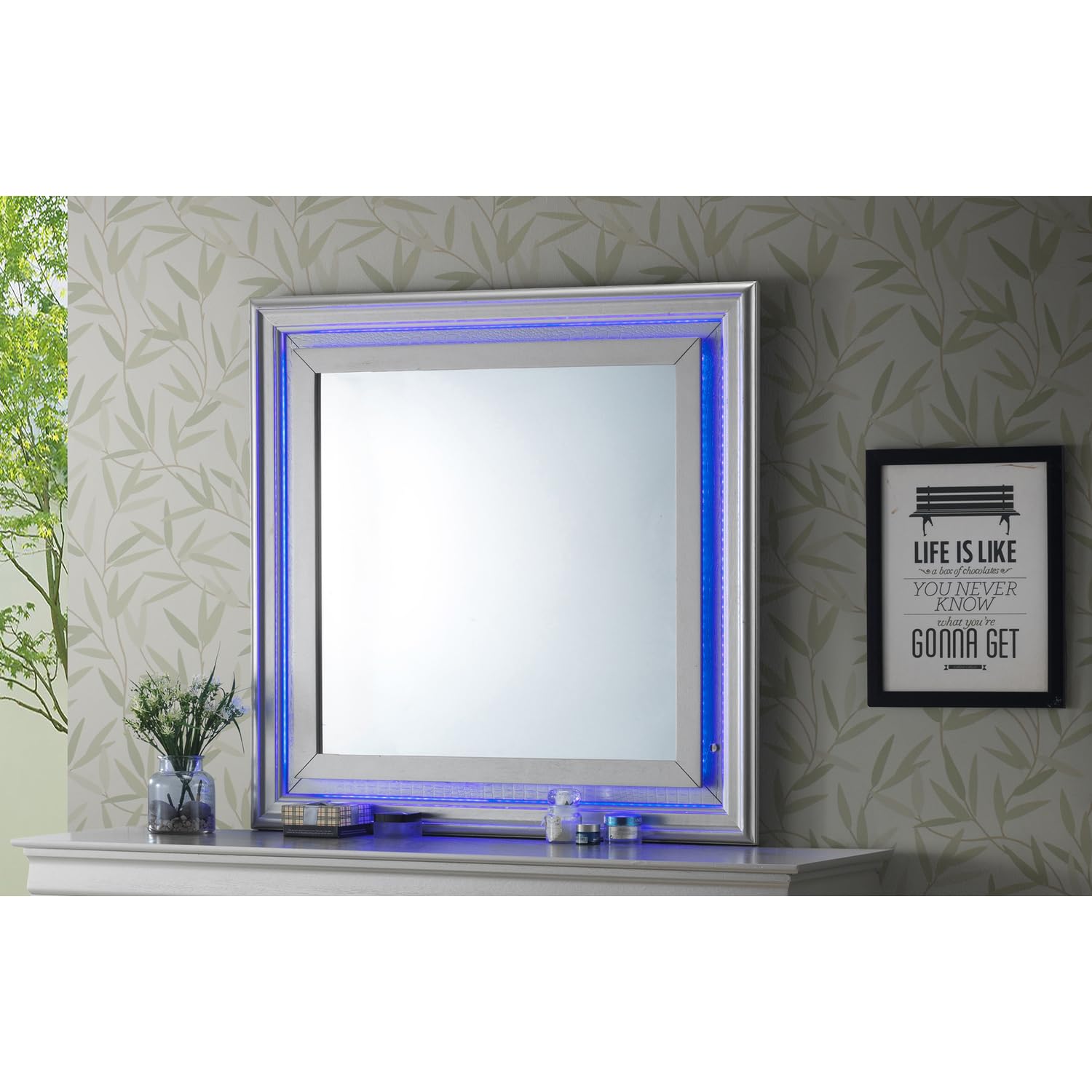 Lorana Modern Square Framed Dresser Mirror PF-G6500-M2 - Elegant Vanity Mirror for Bedroom, Bathroom & Dressing Room Decor