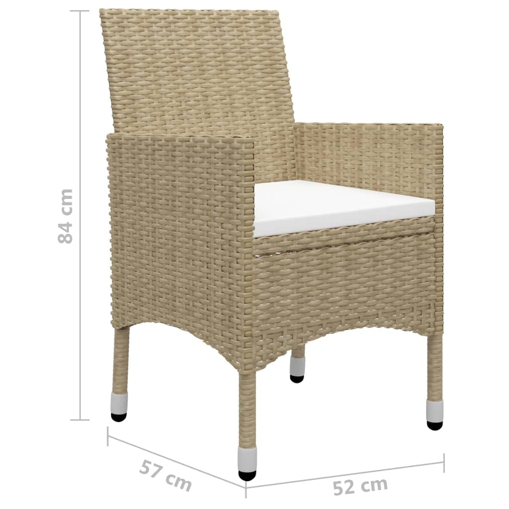 vidaXL 3-Piece Patio Dining Set - Outdoor Garden Table & Chairs for Terrace, Yard - Beige Weather-Resistant Furniture | Perfect for Backyard BBQs, Poolside Relaxation & Al Fresco Dining