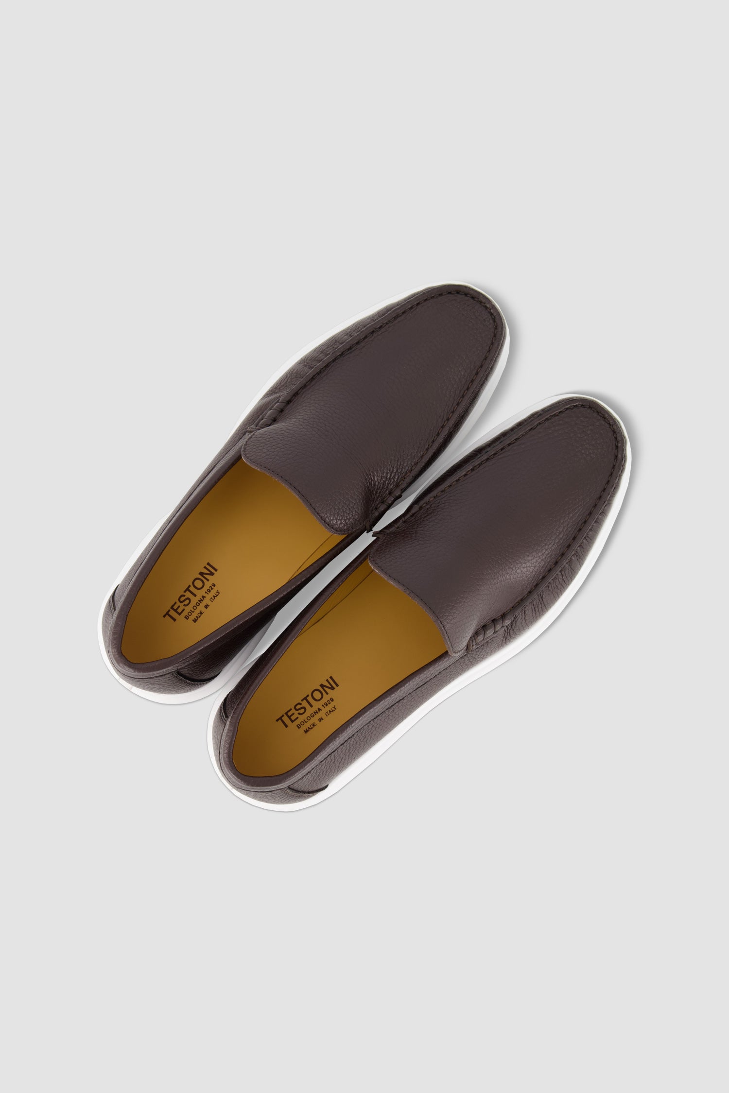 Testoni Cigar & White Antique Deer Gargano Moccasins - Premium Italian Leather Loafers for Men | Perfect for Business Casual & Luxury Travel