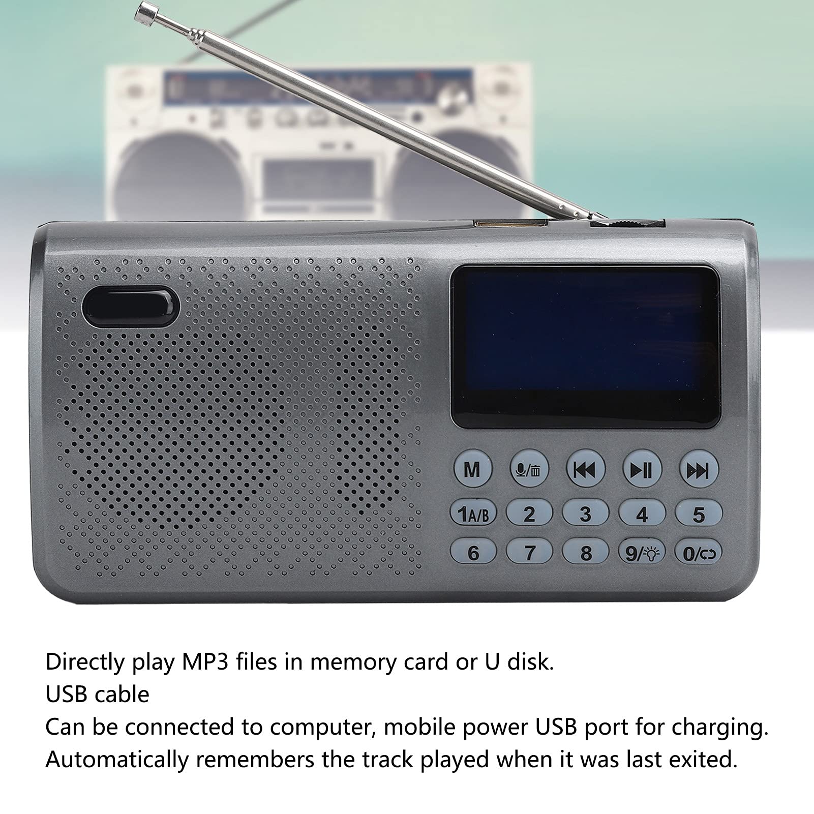 Dpofirs Portable FM Digital Radio with LED Display - Multifunctional Audio Player with Memory Function, Wireless FM Radio, Supports Memory Card & USB Playback | Perfect for Home, Office, Travel & Outdoor Activities