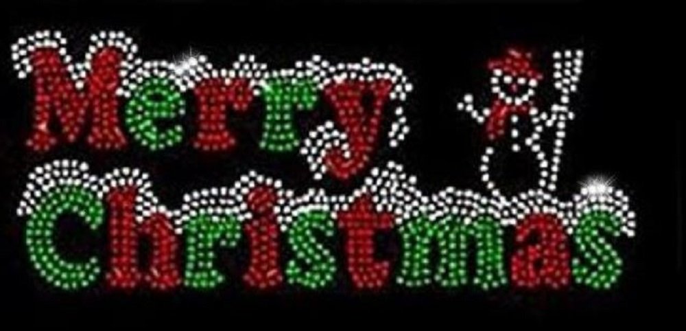 Snowman Rhinestone Iron-On Transfer for Christmas DIY Crafts - Perfect for Holiday T-Shirts, Sweaters & Home Decor