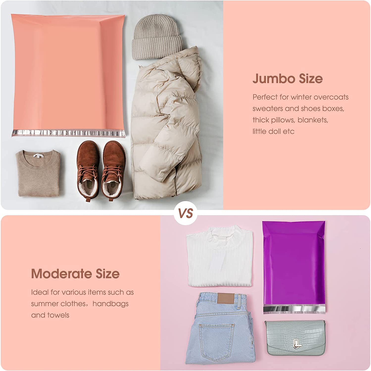 24x24 Inch Poly Mailer Envelope Shipping Bags - Waterproof & Tear-Resistant Mailing Pouches for Ecommerce | Peach Pink | Perfect for Clothing, Jewelry & Small Business Shipments