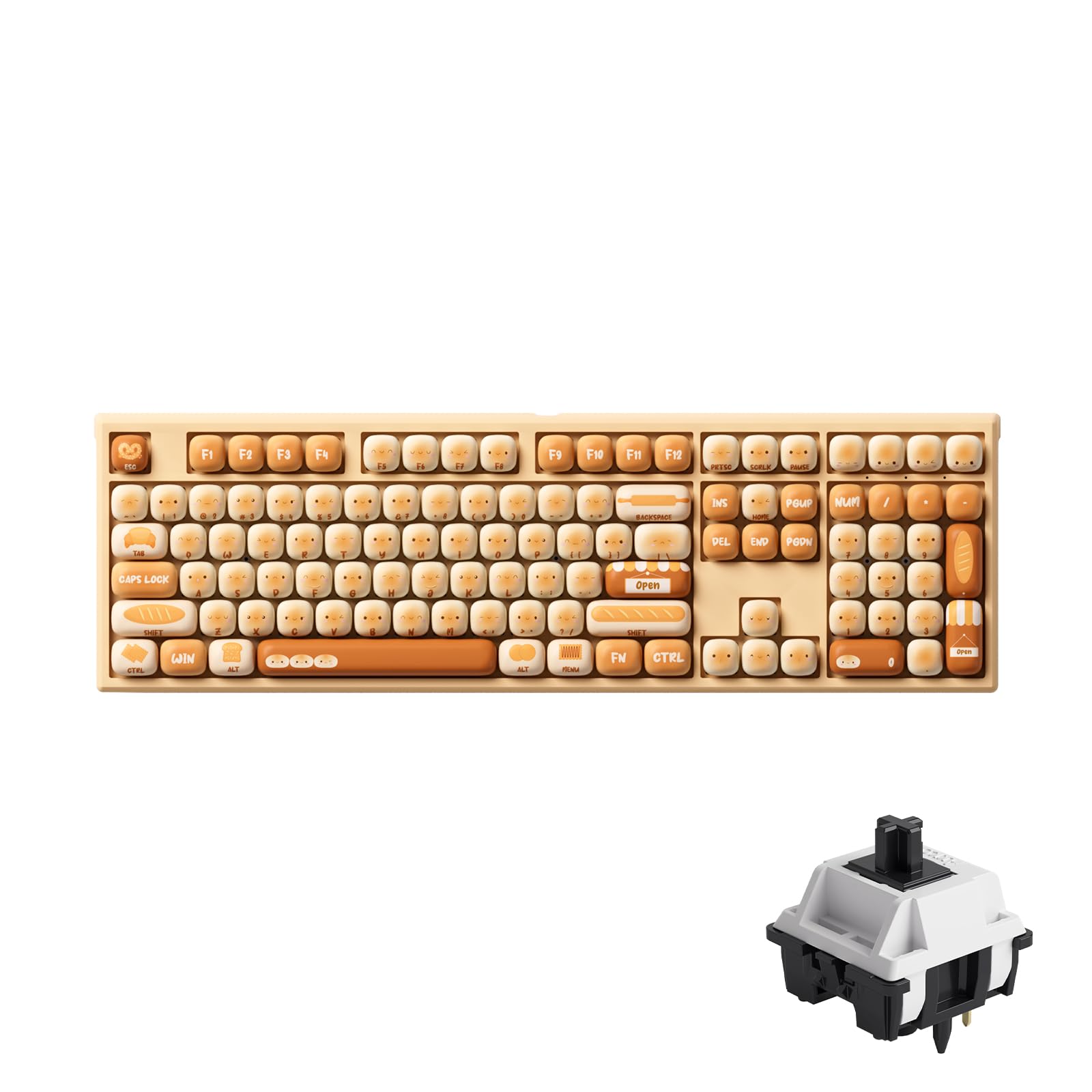 AKKO x MG108B Bun Wonderland Hot-Swappable Mechanical Gaming Keyboard - 108 Key Multi-Mode (Wired/Bluetooth/2.4G) with PBT Dye-Sub MOG Profile Keycaps, Pre-Lubed Piano Switch - Perfect for PC Gaming, Office Work & Typing Enthusiasts