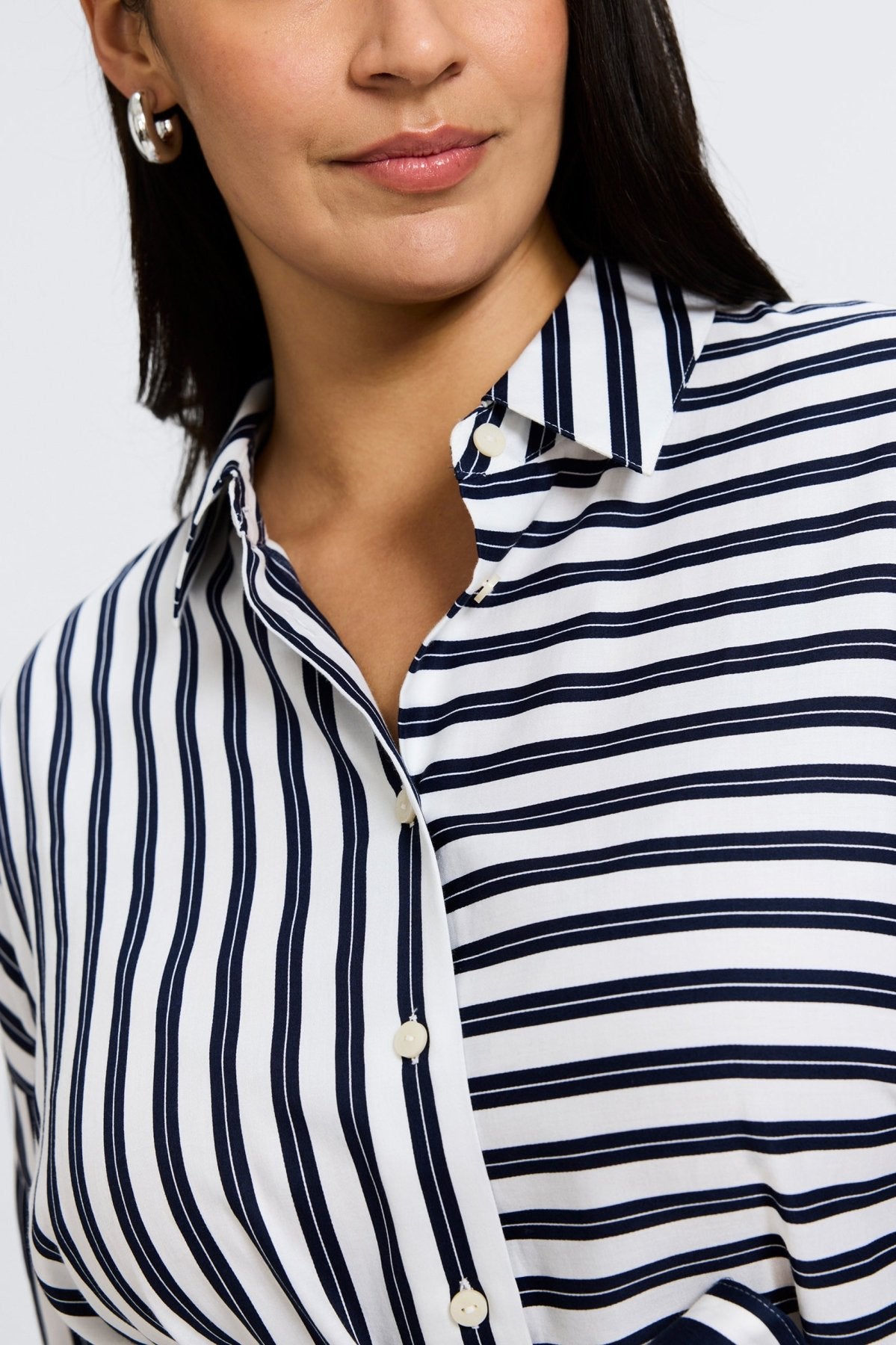 Avery Plus Double Stripe 3/4 Sleeve Casual Shirt for Women | Comfortable & Stylish Blouse for Office Wear, Business Casual & Everyday Outfits