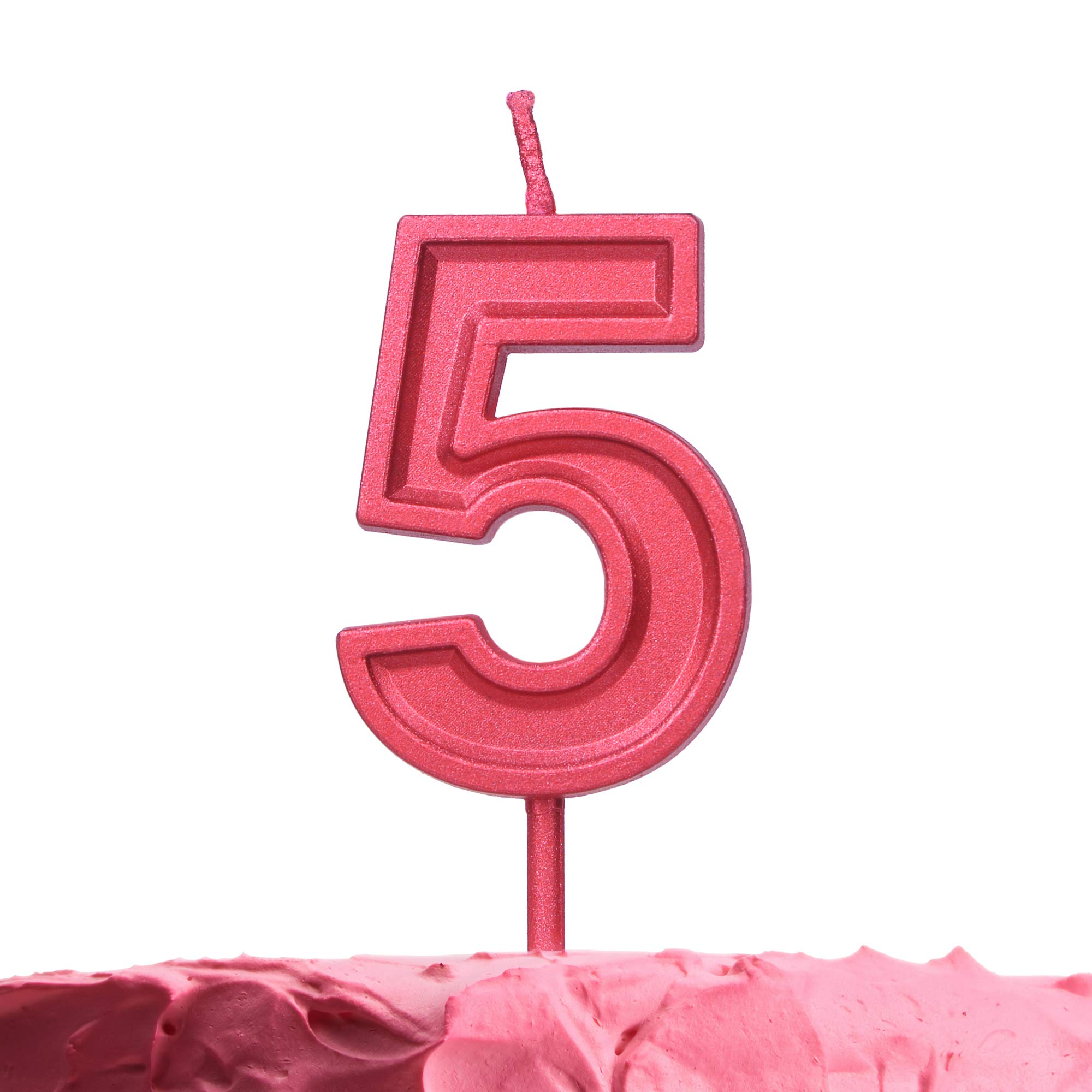 GET FRESH Red Number 5 Birthday Candle on Stick – Elegant Number Five Candles for Birthday, Anniversary & Wedding Cakes – Perfect 5th Birthday Cake Topper for Kids & Baby Celebrations – Decorative Red 5 Candle for Party Decorations, Cakes & Special Occasions