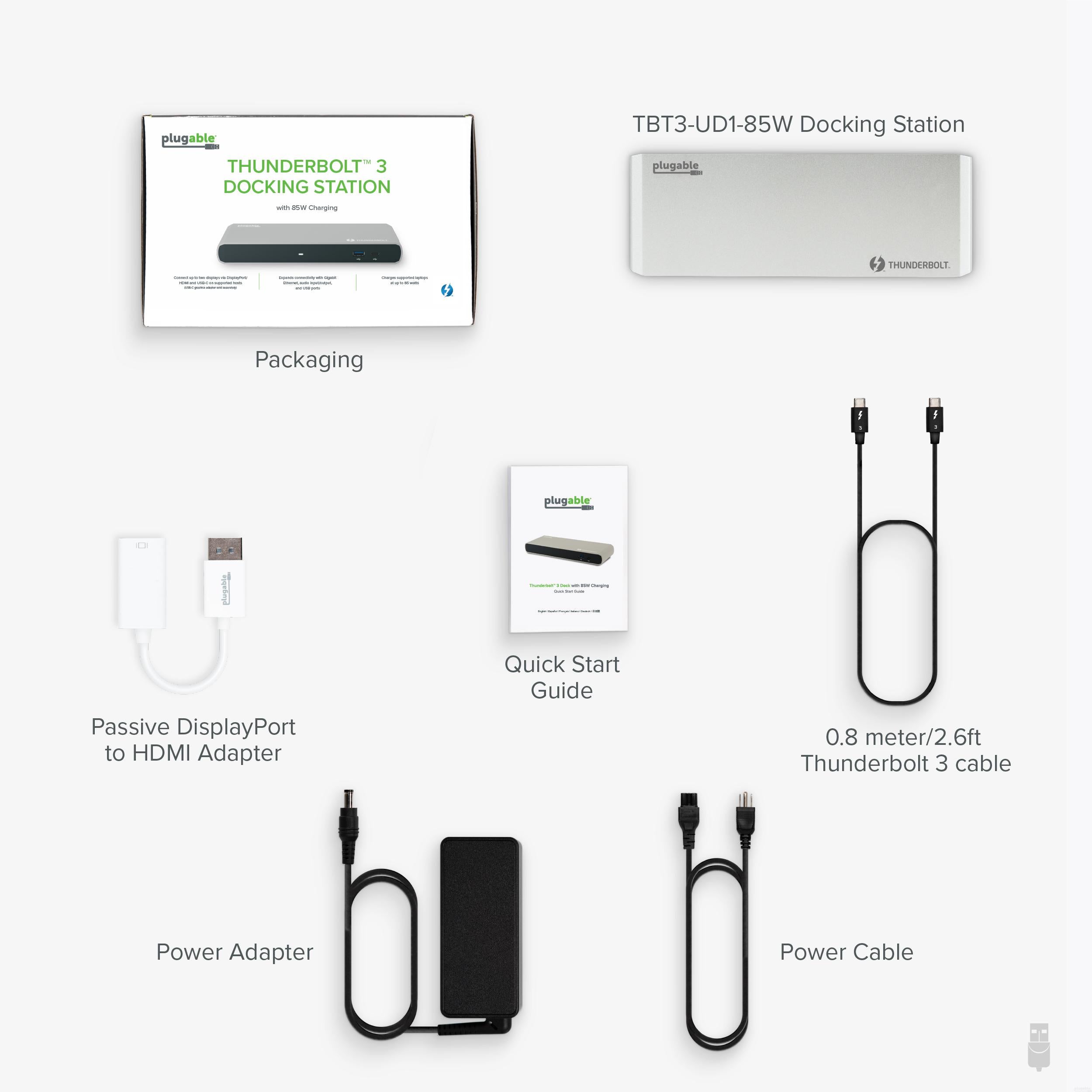 Plugable Thunderbolt™ 3 Docking Station with 85W Host Charging - Dual 4K Display, 14 Ports for MacBook Pro/Air & Windows Laptops - Perfect for Home Office & Gaming Setup