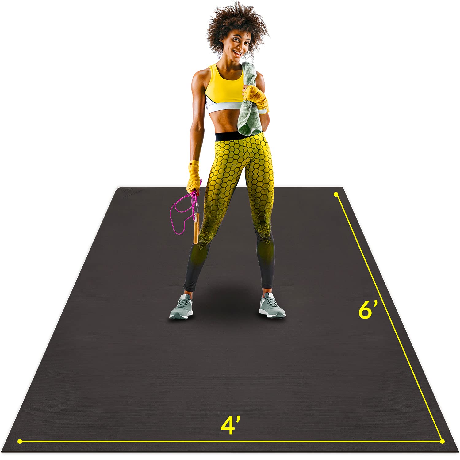 ActiveGear Large Exercise Mat for Home Workout - 6x4 ft Non-Slip Rubber Gym Flooring | Perfect for Yoga, Pilates & Home Gym Training | Durable Fitness Mat for Cardio & Strength Exercises