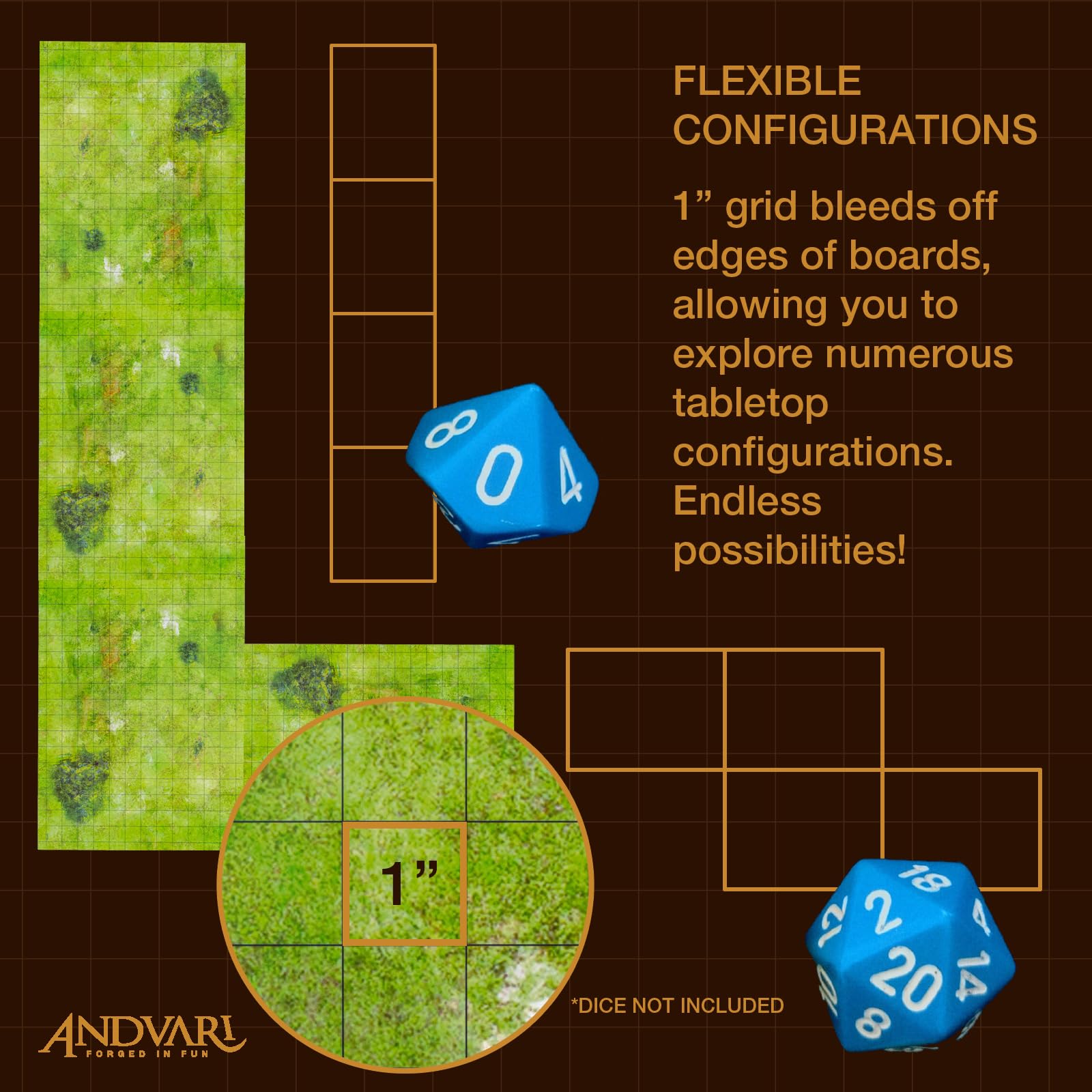GSM Brands Dry Erase Battle Mat with Grid for Dungeons & Dragons RPG - 4 Pack Non-Skid Tabletop Game Board (17x13 Inches Each, Combines to 34x26) - Perfect for D&D Campaigns, Wargaming, and Classroom Math Activities