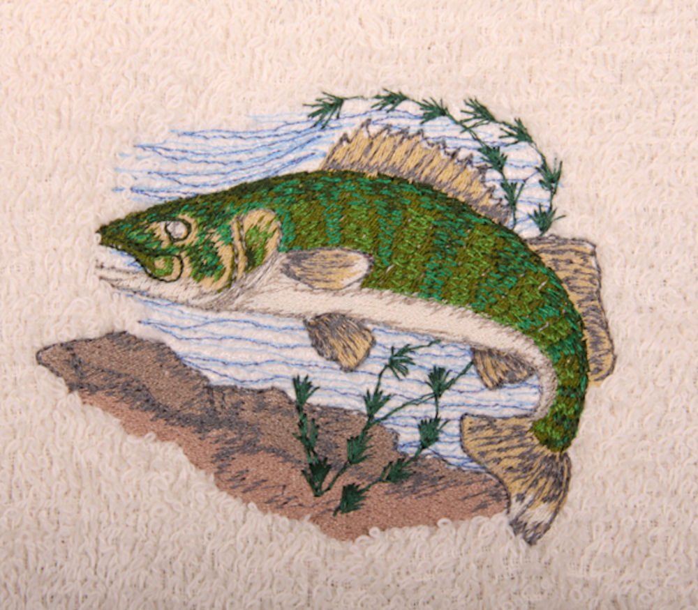 Premium Bath Towel Set with Embroidered Walleye Fish Design - Soft & Absorbent Cotton Towels for Spa, Bathroom, Pool & Beach Use