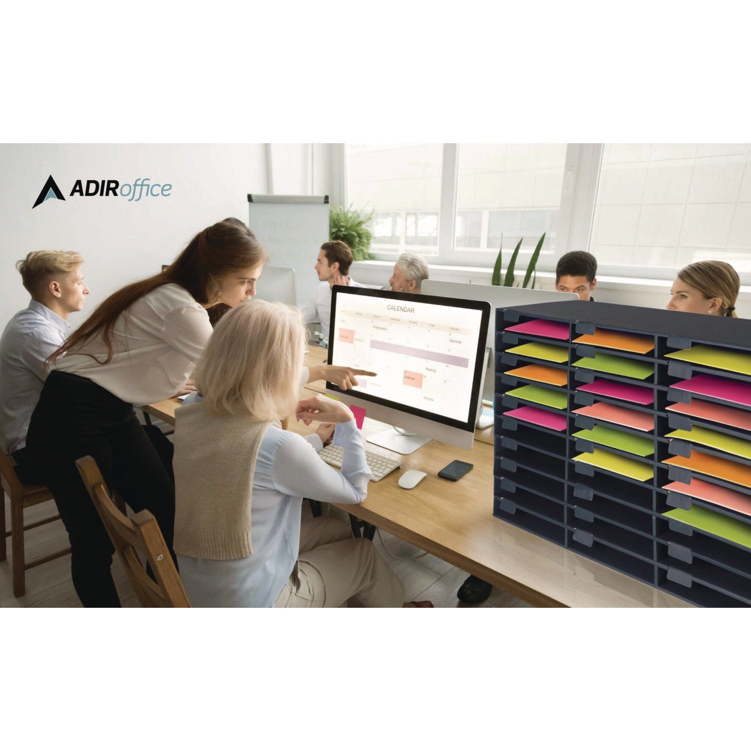 AdirOffice 30-Section Letter Size File Organizer - Black Literature Classroom Organizer (32