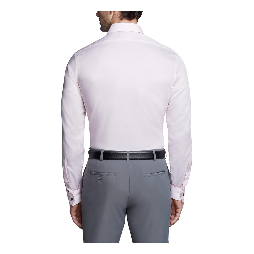 Calvin Klein Men's Non-Iron Slim Fit French Cuff Dress Shirt - Pink, 17