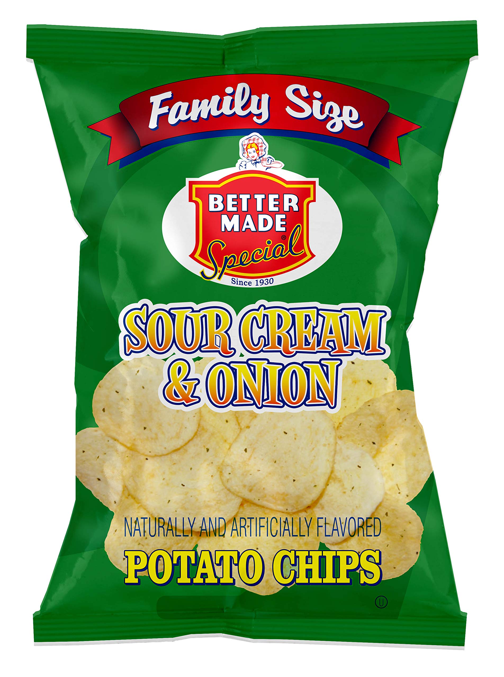 Better Made Special Family Size Potato Chips - 8 Pack (8 x 8.5 oz Bags) - Sour Cream & Onion Flavor - Crispy, Crunchy, Gluten-Free Snacks Made from Fresh Potatoes - Perfect for Parties, Lunches, Movie Nights & Family Gatherings