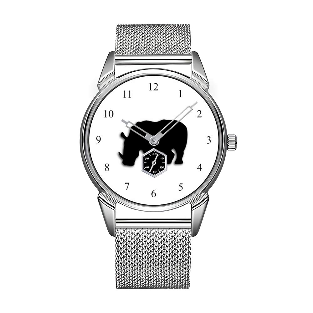 Luxury Men's Stainless Steel Waterproof Watch - Top Brand Silver & Black Rhino Design for Business, Casual & Outdoor Activities