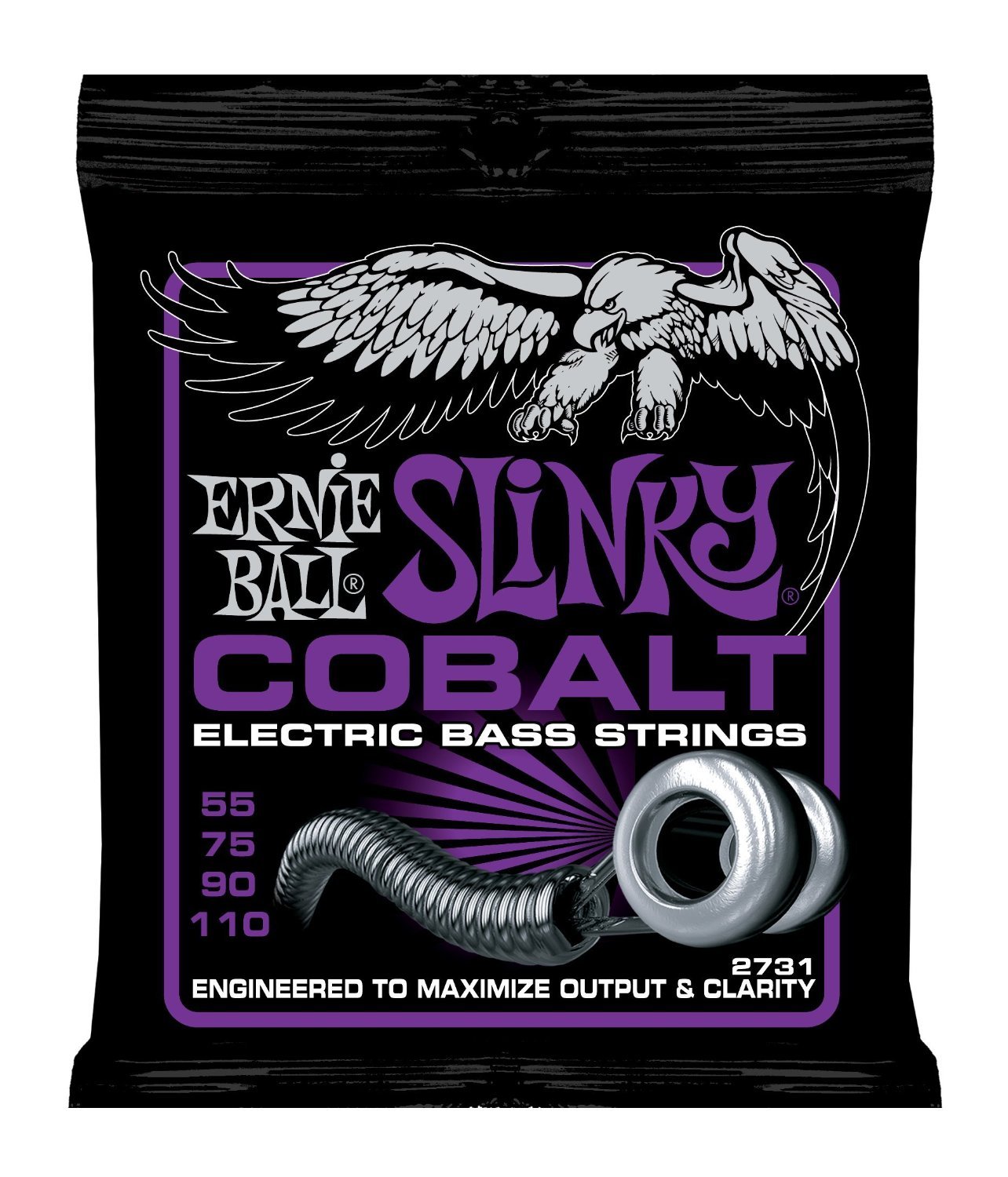 Ernie Ball Power Slinky Cobalt Bass Guitar Strings 55-110 Gauge (P02731) - Premium Cobalt Alloy for Enhanced Tone & Durability - Perfect for Rock, Metal & Heavy Playing Styles