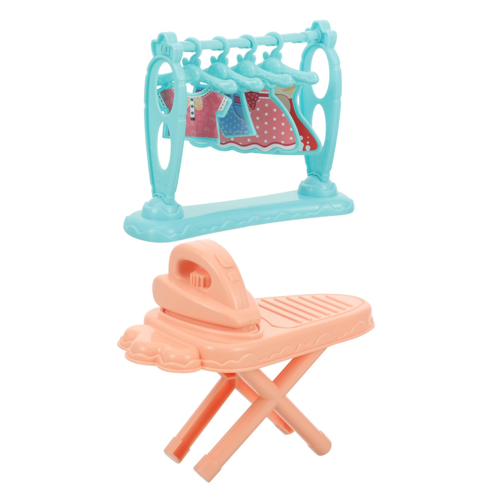DOITOOL Mini Ironing Station with Clothes Rack - Realistic Dollhouse Accessories for 1:12 Scale Dolls - Perfect for DIY Dollhouse Decor & Miniature Scene Setup