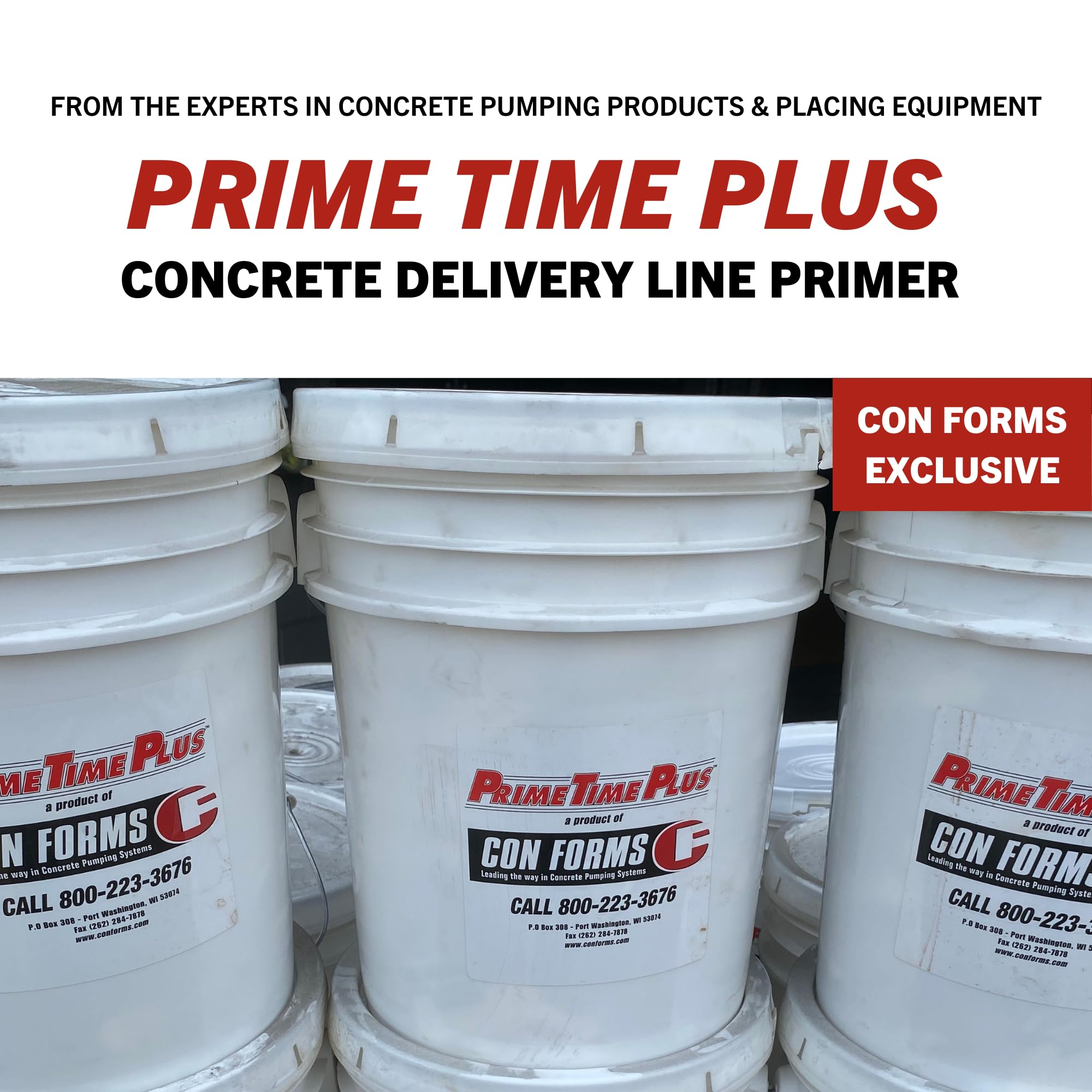 Prime Time Plus Concrete Pump System Primer (60 Bags per Bucket) - Shotcrete Laydown Hose System for Efficient Concrete Placement | Ideal for Construction, Road Repair, and Infrastructure Projects