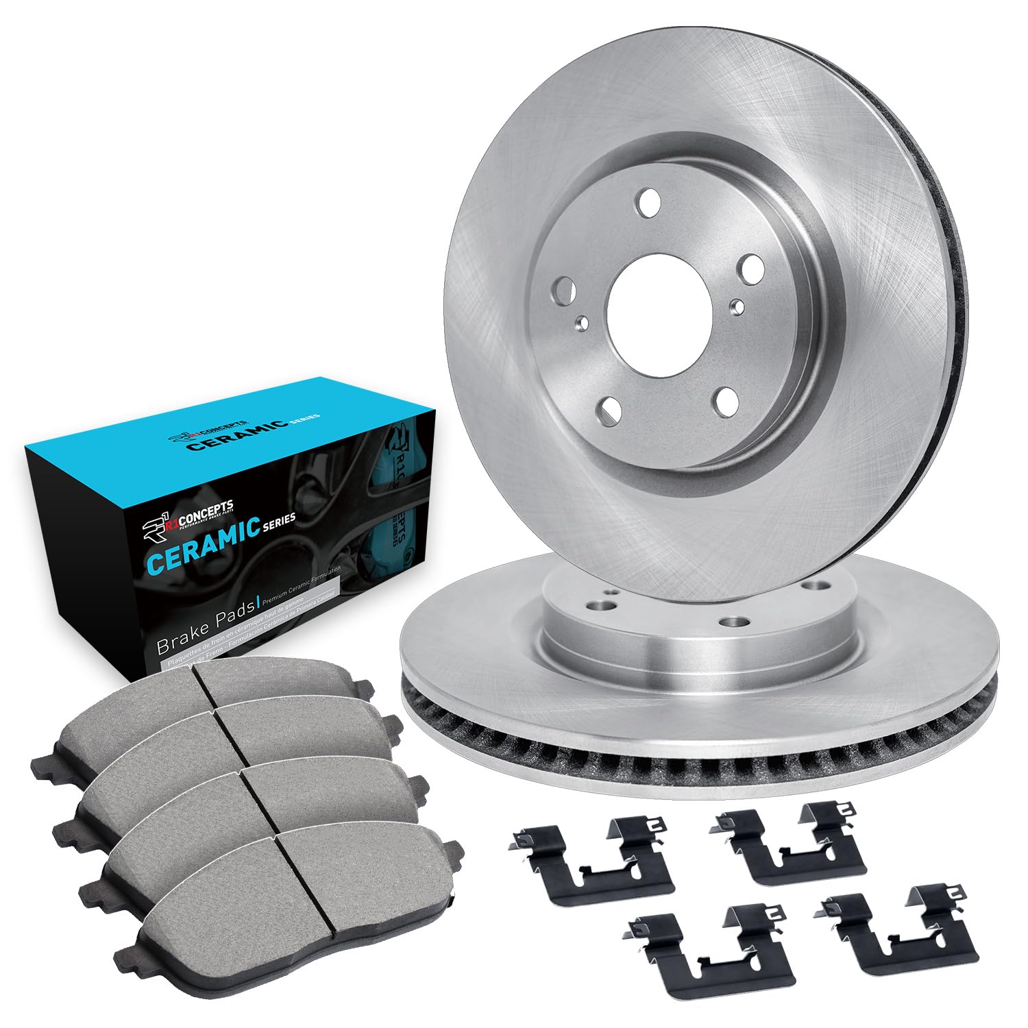 R1 Concepts Premium Front Brake Kit - Ceramic Brake Pads & Rotors with Hardware | Fits 1998 Eagle Talon | High-Performance Braking for Daily Driving & Track Use