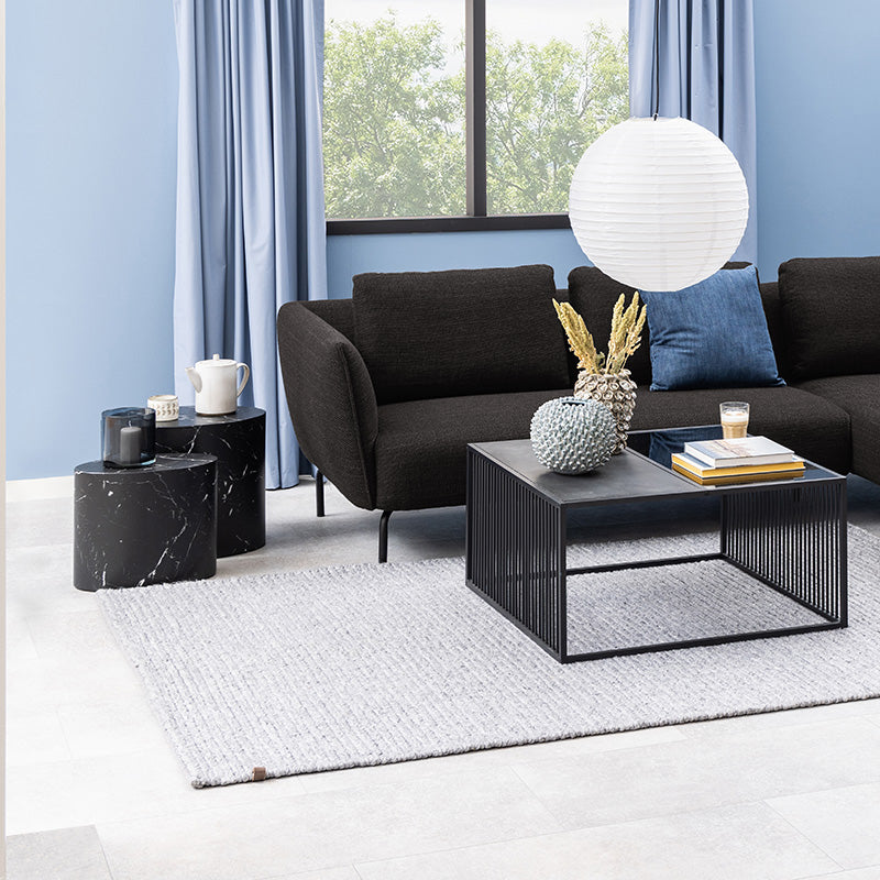 Black Marble Effect DICE Nest of 2 Oval Coffee Tables - Modern Living Room Furniture Set for Small Spaces, Home Decor & Office Use