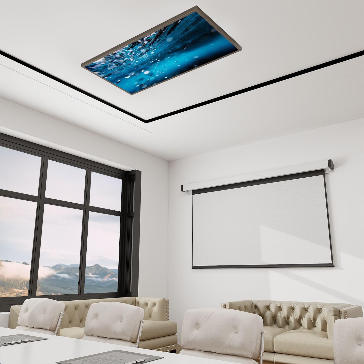 4-Pack Underwater Bubbles Magnetic Fluorescent Light Covers (4x2ft) - Decorative Ceiling Panel for Classroom, Office & Home - Create Ocean Ambiance for Relaxation & Learning Spaces