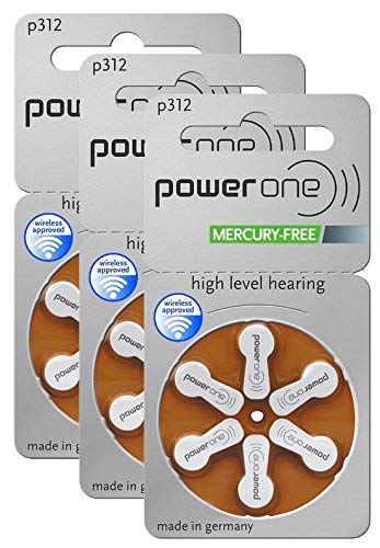 Mercury-Free 312 Hearing Aid Batteries (60 Count, 3-Pack) - Long-Lasting Power for Hearing Aids, Cochlear Implants & Assistive Listening Devices